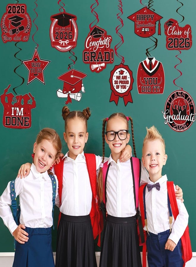 Luktastic Graduation Hanging Swirls Decorations, Red and Black Graduation Party Decorations, 30PCS Class of 2026 Streamers Ornaments for Classroom Ceiling Office High School College Congrats Grad Party Favors - Image 4