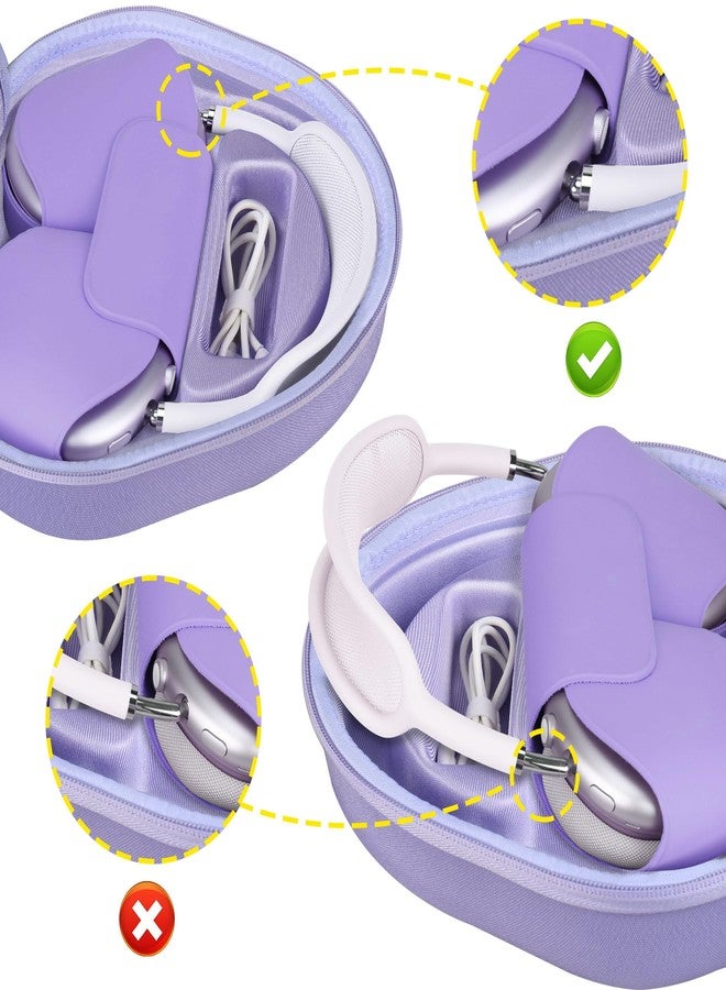 BOVKE Hard Carrying Case with Sleep Mode for Apple AirPods Max Wireless Over-Ear Headphones, AirPods Max Protective Portable Storage Bag with Mesh Pocket for Headphone Accessories, Purple - Image 4