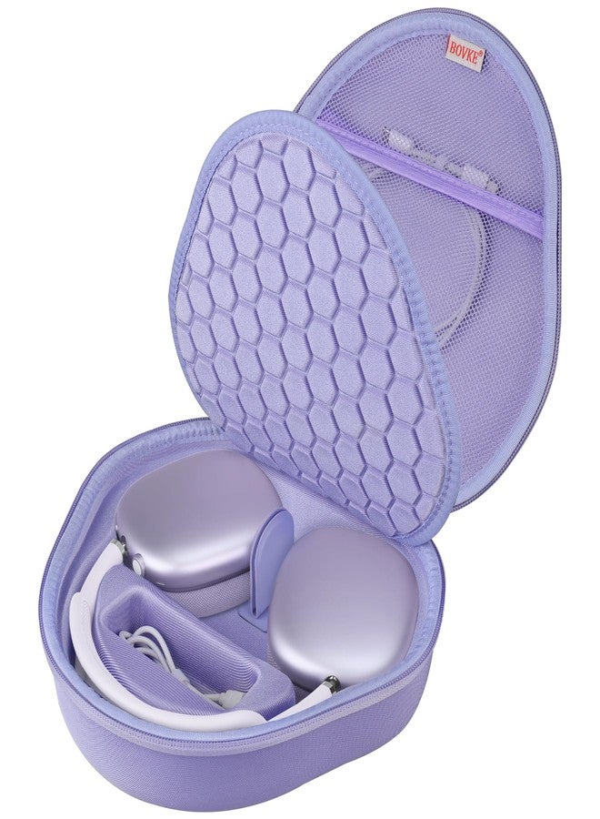 BOVKE Hard Carrying Case with Sleep Mode for Apple AirPods Max Wireless Over-Ear Headphones, AirPods Max Protective Portable Storage Bag with Mesh Pocket for Headphone Accessories, Purple - Image 1