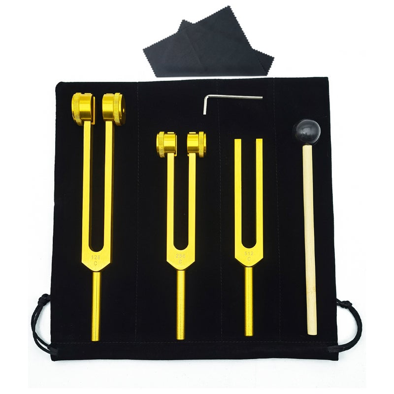 Alloy Tuning Fork Set 128C 256C 512 Gold Silver Trio Golden 128+256+512 without base 