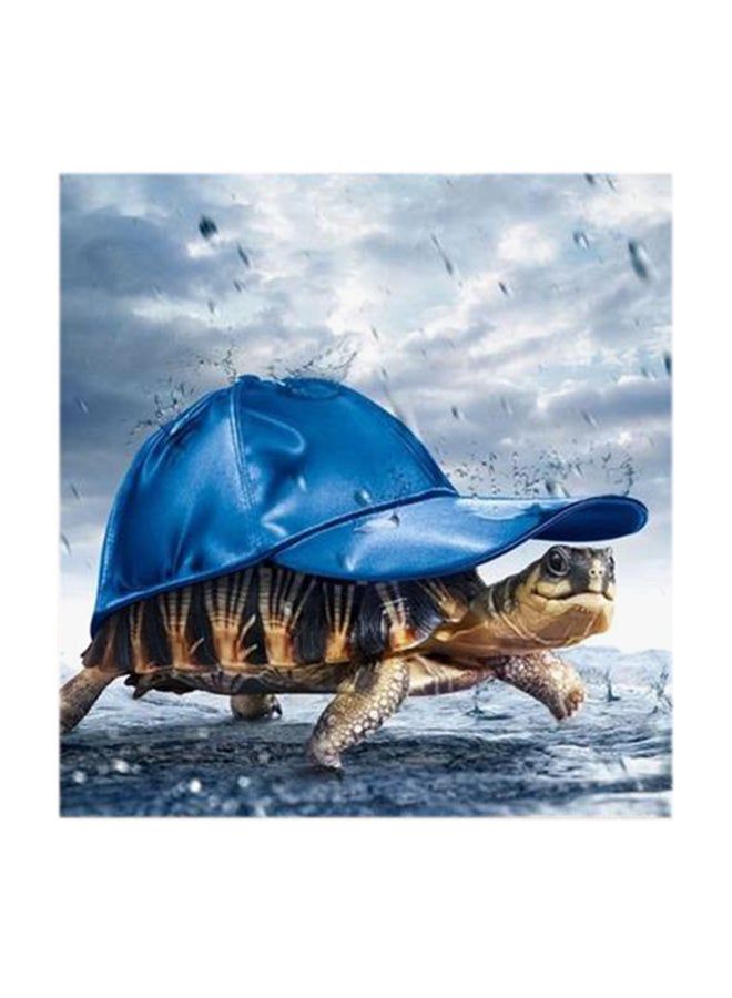 RYN Funny Tortoise Wearing Hat MDF Wall Art Multicolour 30x30centimeter - Image 2