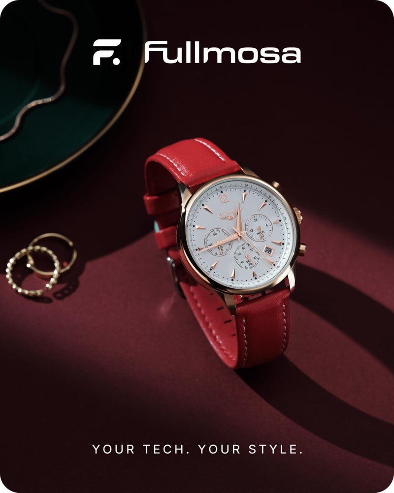 Fullmosa Watch Straps 20mm, Axus Series Leather Strap Replacement Watch Strap with Stainless Steel Metal Clasp for Men Women 14/16/18/20/22/24mm, Red 20mm - Image 2
