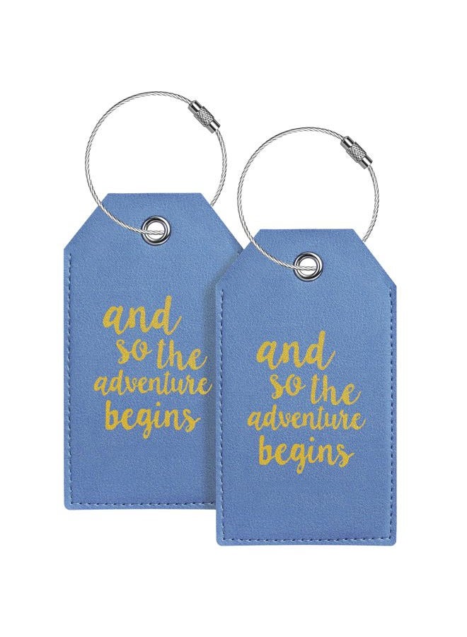 Casmonal Luggage Tags with Full Back Privacy Cover w/Steel Loops (Blue 02 pcs Set) - Image 1