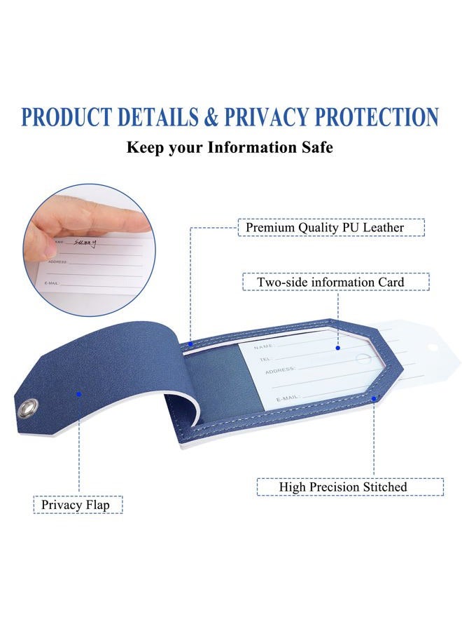 Casmonal Luggage Tags with Full Back Privacy Cover w/Steel Loops (Blue 02 pcs Set) - Image 3