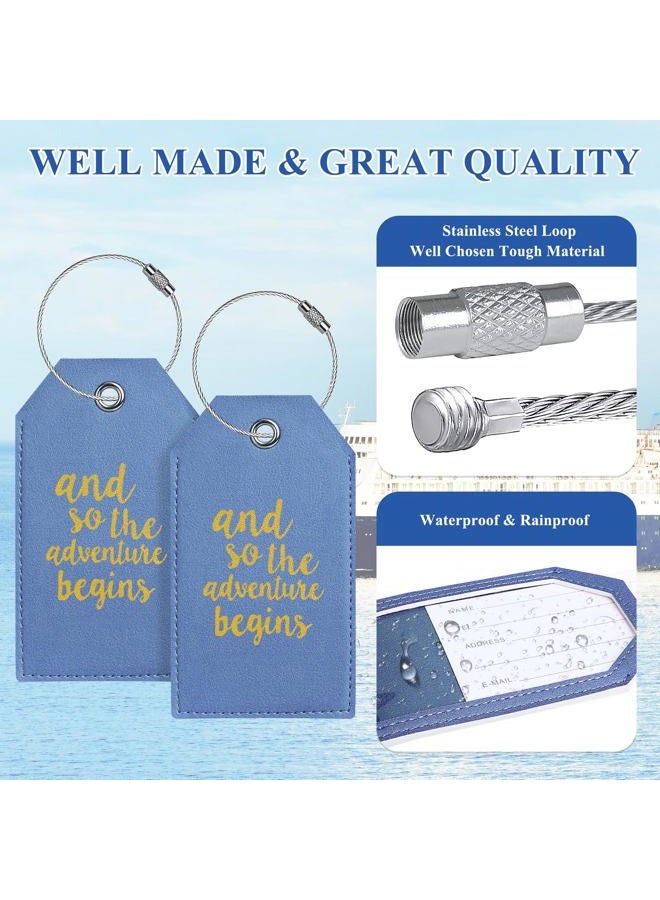 Casmonal Luggage Tags with Full Back Privacy Cover w/Steel Loops (Blue 02 pcs Set) - Image 5