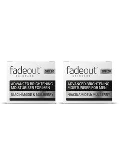 FADE OUT Advanced Brightening Moisturiser Cream For Men Exfoliating Daily Moisturiser With Spf20 With Niacinamide & Mulberry 2 X 50Ml  - Image 1