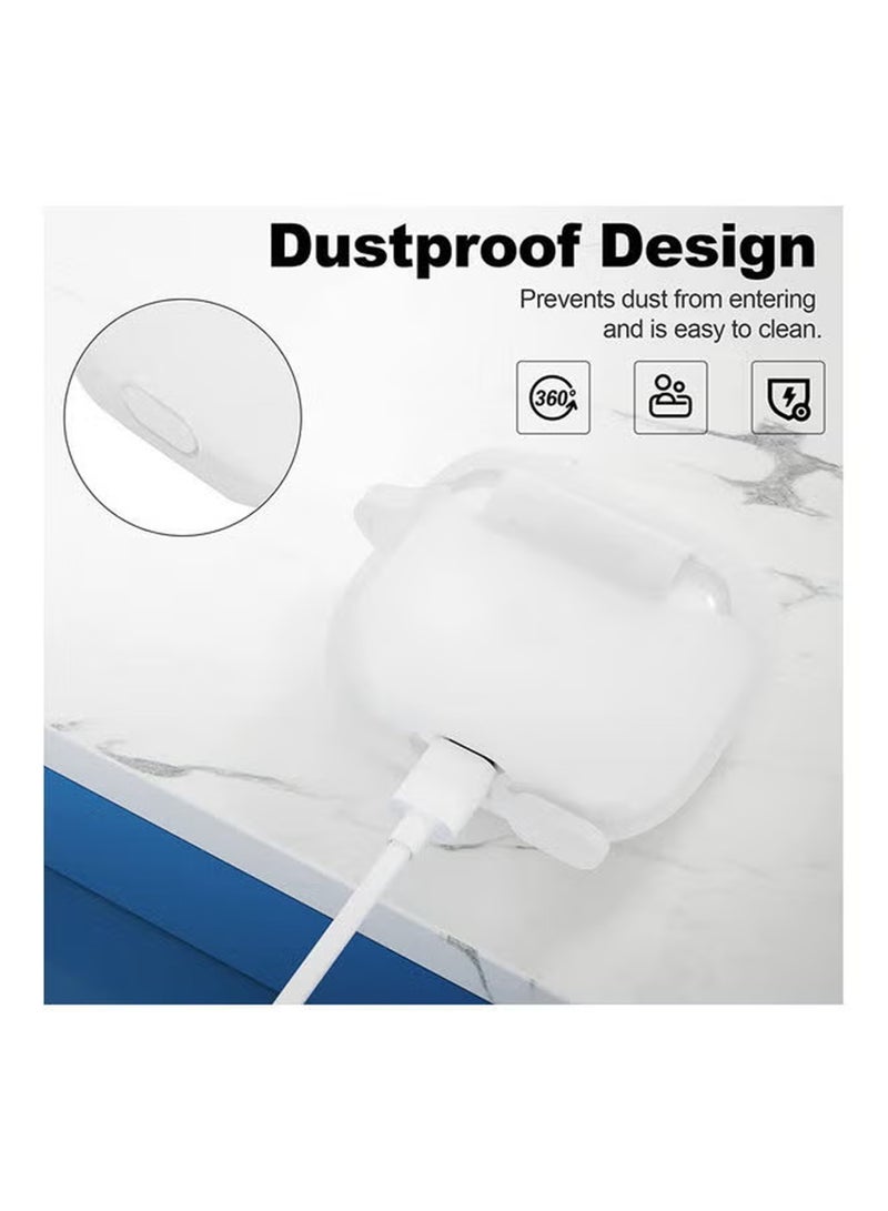 Apple Airpods Pro 3 Silicone Case | Compatible with Apple Airpods Pro 3 | Shockproof Full-Body Protective Case Cover for Apple Airpods Pro 3 with Keychain (Airpods Not Included) - WH - Image 5