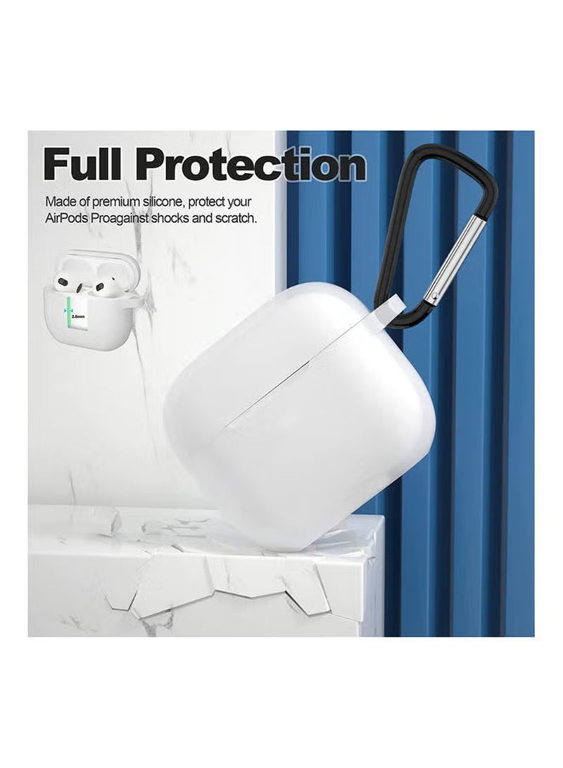 Apple Airpods Pro 3 Silicone Case | Compatible with Apple Airpods Pro 3 | Shockproof Full-Body Protective Case Cover for Apple Airpods Pro 3 with Keychain (Airpods Not Included) - WH - Image 4