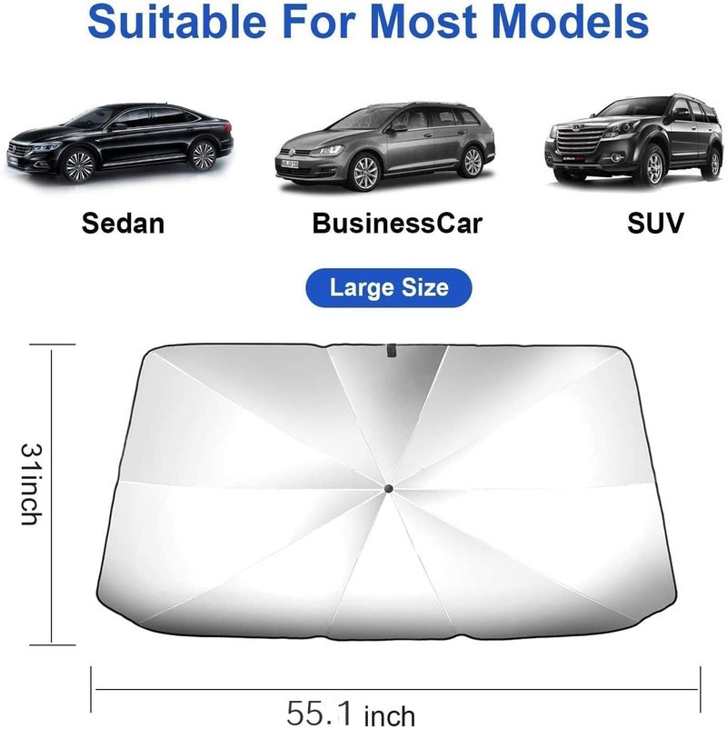 NOJTI Car Sun Shade Windshield Cover – Umbrella Windshield Sunshade for Car Front Window, Sun Protection and Heat Insulation Foldable Sunshade, Full Cover Sun Shade for Most Vehicles Pack of 1 - Image 2