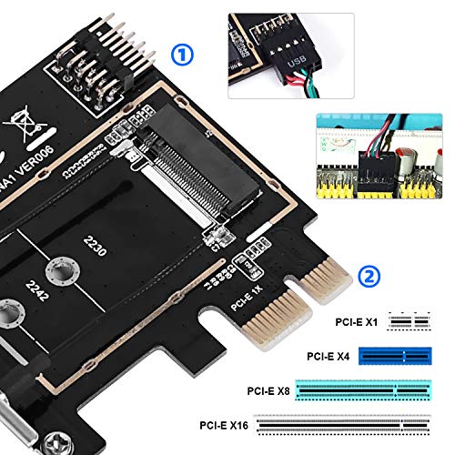 MZHOU Wireless Network Card Adapter M.2 NGFF to PCI-E 1X WiFi Network Card Converter,PCI-E M.2/NGFF Card Passive Adapter with Dual-Band 2.4/5G Antenna,for WiFi and Bluetooth Card.(Not Including WiFi - Image 3