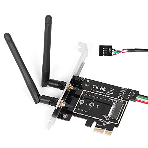 MZHOU Wireless Network Card Adapter M.2 NGFF to PCI-E 1X WiFi Network Card Converter,PCI-E M.2/NGFF Card Passive Adapter with Dual-Band 2.4/5G Antenna,for WiFi and Bluetooth Card.(Not Including WiFi - Image 1