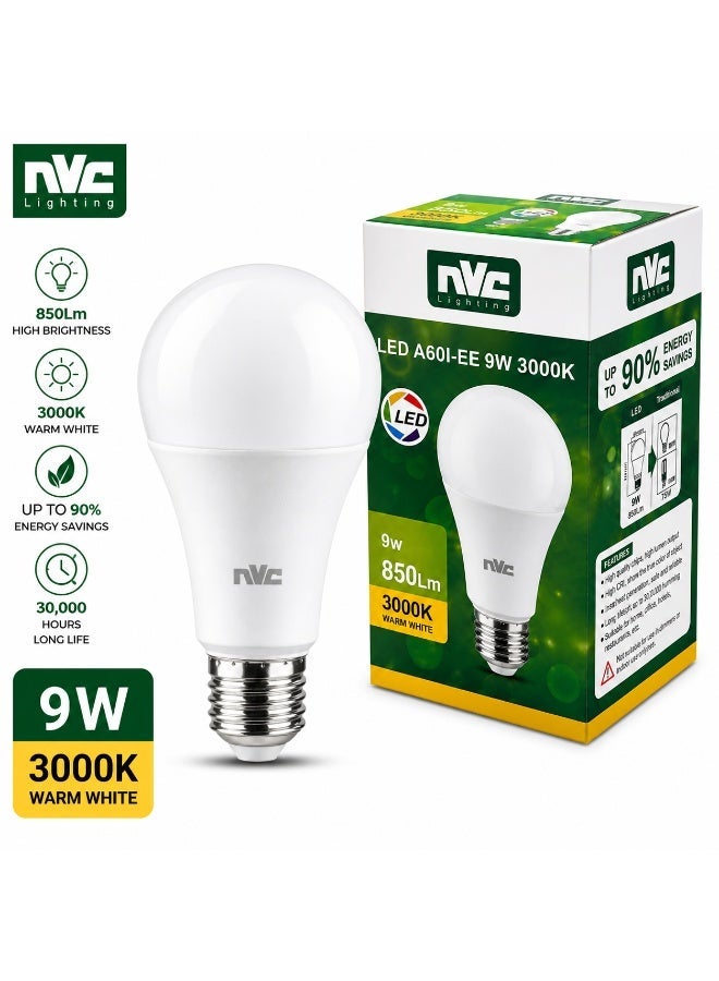 NVC A Bulb LED A60I-EE 9W 3000K E27 Ultra Bright High Efficiency (Living Room/ Café / Office) - Image 1