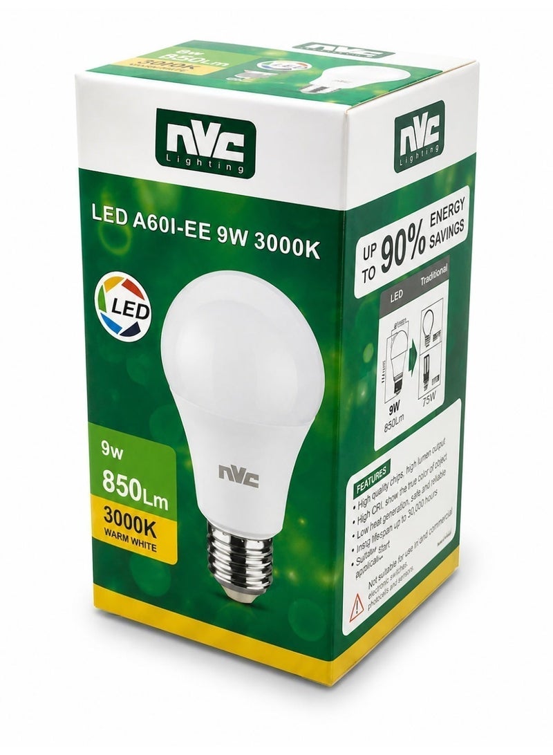 NVC A Bulb LED A60I-EE 9W 3000K E27 Ultra Bright High Efficiency (Living Room/ Café / Office) - Image 2