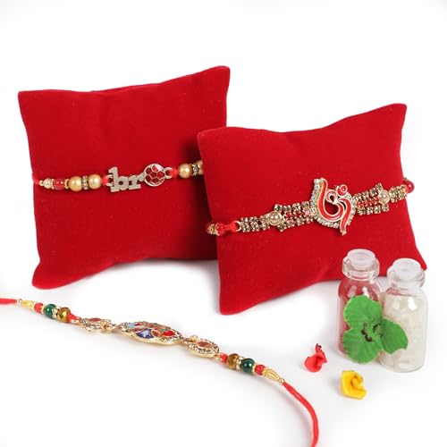 INTERNATIONAL GIFT® Silver Radha Krishna Chowki | Roli Tika Chawal | 2 Piece Rakhi | Raksha Bandhan Printed Box - Image 2