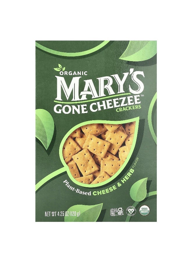 Mary's Gone Crackers Mary's Gone Crackers, Mary's Gone Cheezee™ Crackers, Plant-Based, Cheese & Herb, 4.25 oz (120 g)  - Image 1