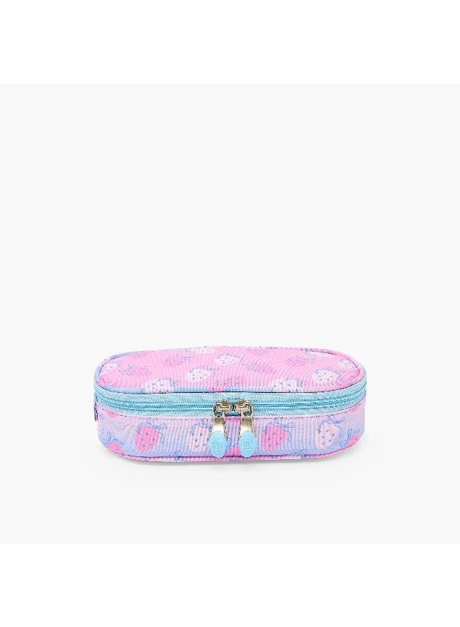 St.Right Pouch-Ombre Strawberries-1 Cmprt- (Polyester) Pink And Blue \ 23X10X5