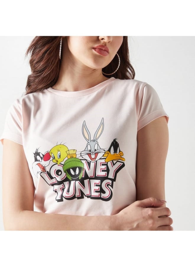 SP Characters Looney Tunes Print Crew Neck T-shirt with Short Sleeves  - Image 1