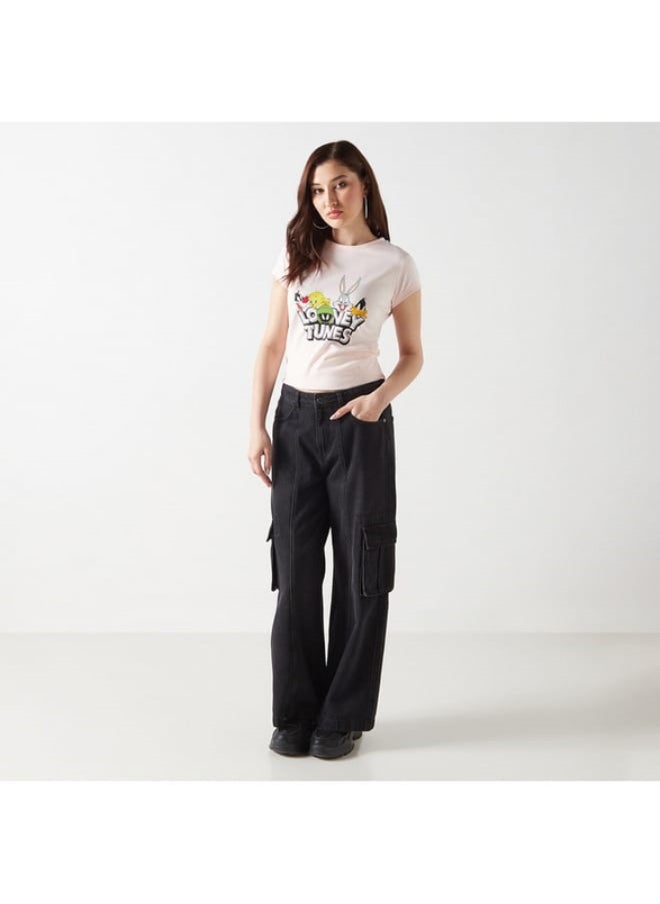 SP Characters Looney Tunes Print Crew Neck T-shirt with Short Sleeves  - Image 4