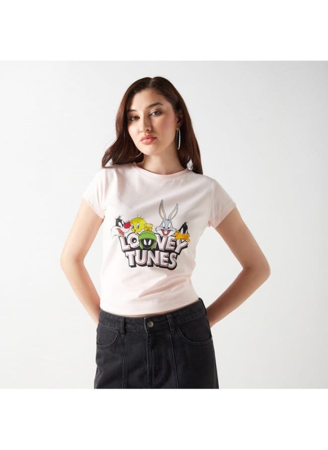 SP Characters Looney Tunes Print Crew Neck T-shirt with Short Sleeves  - Image 3