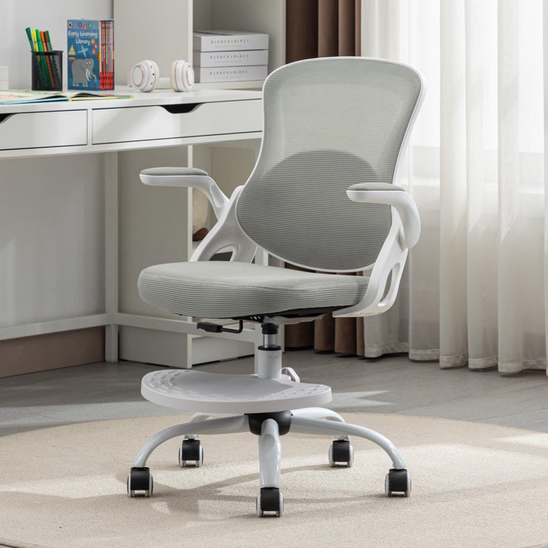 MINPINSER Kids Desk Chair,Ergonomic Study Chair with Adjustable Height,Swivel Mesh Desk Chair with Wheels,Home Office Chair for Children in Home Bedroom Grey - Image 1