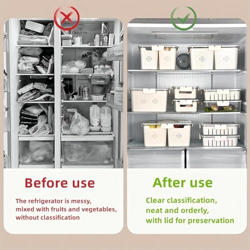 Vasukie Divided Fridge Storage Boxes With 4 Serving Veggie Tray with Lid and Handle, Fridge Organizer with Removable 4 Compartment, Fridge Storage Containers (8 Compartment-1PC) - Image 3