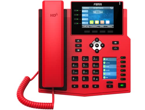 Fanvil X5U-R High-End VoIP Phone, 3.5-Inch Color Display, 2.4-Inch Side Color Display for DSS Keys. 16 SIP Lines, Dual-Port Gigabit Ethernet, Power Adapter Not Included, Red - Image 4