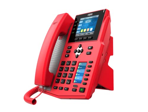 Fanvil X5U-R High-End VoIP Phone, 3.5-Inch Color Display, 2.4-Inch Side Color Display for DSS Keys. 16 SIP Lines, Dual-Port Gigabit Ethernet, Power Adapter Not Included, Red - Image 3