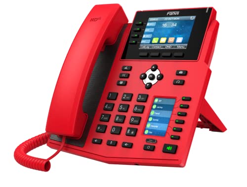Fanvil X5U-R High-End VoIP Phone, 3.5-Inch Color Display, 2.4-Inch Side Color Display for DSS Keys. 16 SIP Lines, Dual-Port Gigabit Ethernet, Power Adapter Not Included, Red - Image 2