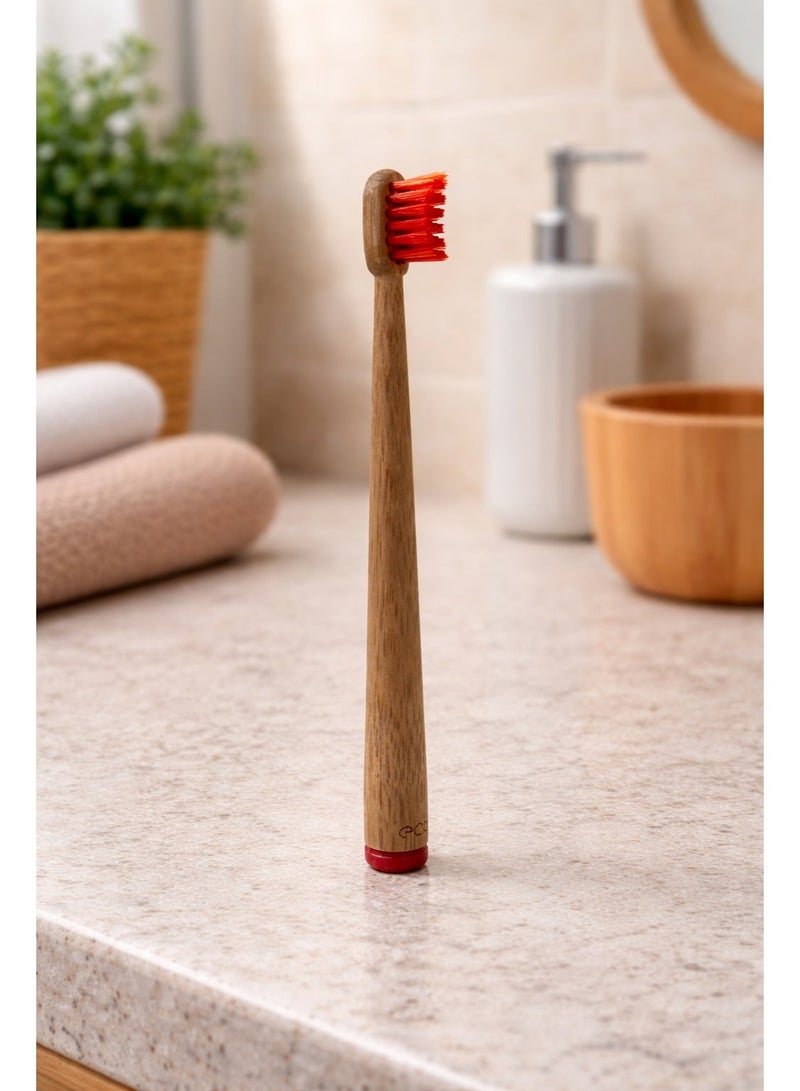 ECO - Biodegradable Bamboo Kids Toothbrush - Red - Image 1