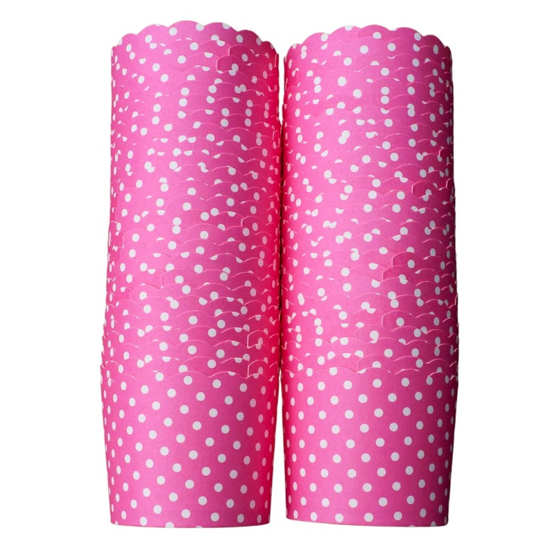 BAKE-IN-CUP BAKEINCUP 50Pack Paper Baking Cups Greaseproof Disposable Cupcake Muffin Liners Large Pink Polka Dots 