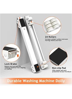 Arabest Furniture Washing Machine Dolly, Extendable Appliance Rollers Refrigerator Heavy Duty, Washing Machine Stand Wheels Fridge Appliance Dolly Movers Mobile Washer and Dryer Moving Base, White  - Image 2