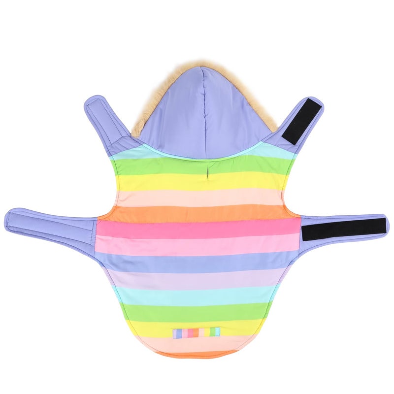 HDE Dog Puffer Jacket Fleece Lined Warm Dog Parka Winter Coat with Harness Hole Pastel Rainbow - L - Image 5