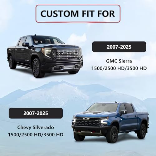 BABYBLU Chevy Silverado Seat Covers,Truck Seat Covers for Silverado GMC Sierra,Custom Fit 2007-2026 1500/2500HD/3500HD (Black & Red, Front Pair) - Image 5