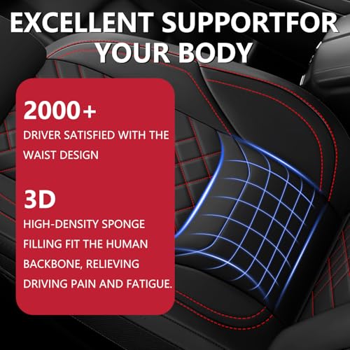 BABYBLU Chevy Silverado Seat Covers,Truck Seat Covers for Silverado GMC Sierra,Custom Fit 2007-2026 1500/2500HD/3500HD (Black & Red, Front Pair) - Image 2