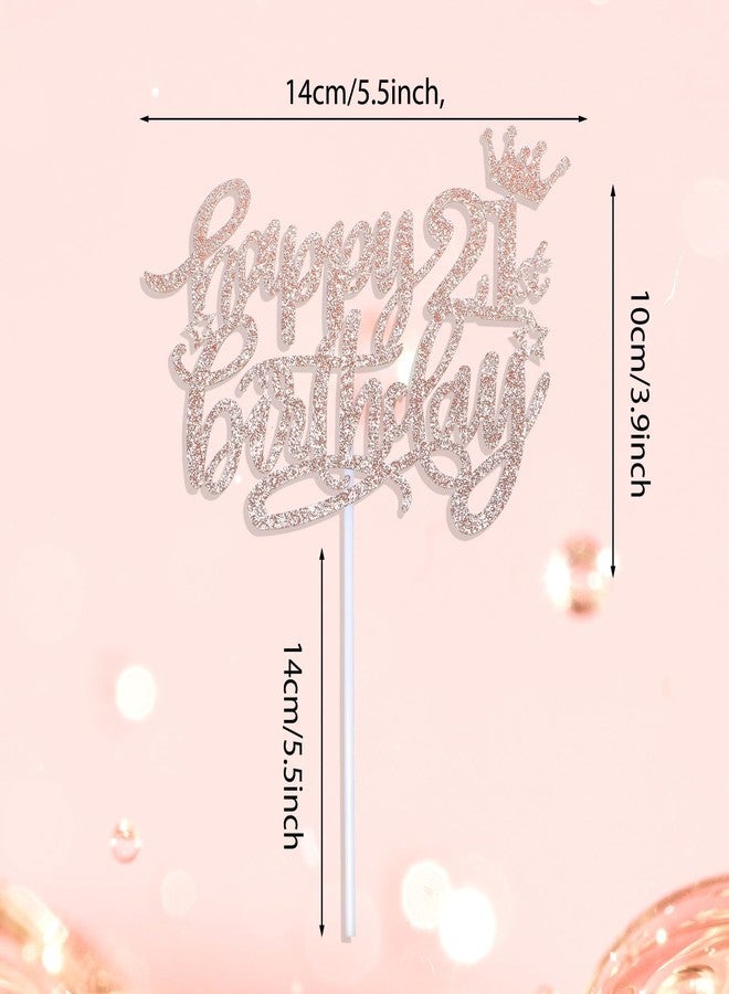 Larrel Happy 21st Birthday Cake Topper for Girls, Glitter 21st Birthday Decorations Cheers to 21 Years Candles Cakes Decorations for Celebrating Birthdays Anniversary Party Supplies(Rose Gold) - Image 2