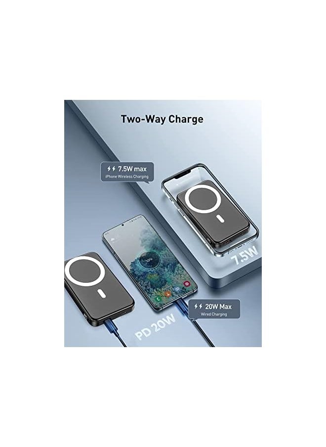 XVersion Power Bank Wireless 10000mAh MagSafe Matte, Type C 22W Fast Charging Magnetic Rechargeable Portable Charger Battery for iPhone 14/13/12/Galaxy with 1 Year Manufacturer Warranty - Black  - Image 5