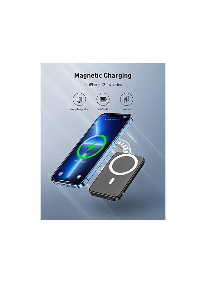 XVersion Power Bank Wireless 10000mAh MagSafe Matte, Type C 22W Fast Charging Magnetic Rechargeable Portable Charger Battery for iPhone 14/13/12/Galaxy with 1 Year Manufacturer Warranty - Black  - Image 3