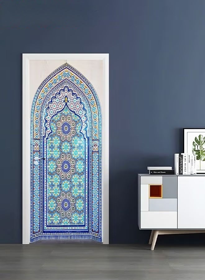 EETU 3D Door Mural Sticker,Self-Adhesive Removable Wall Mural Stickers,Waterproof Abstract Geometry Door Stickers For Interior Doors Home Office Decor,77x200cm - Image 5