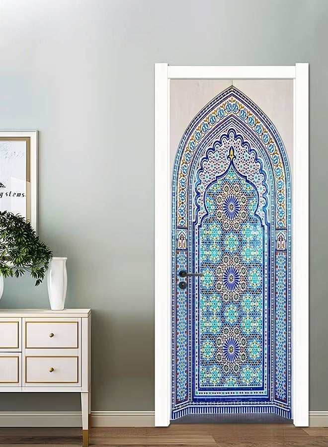 EETU 3D Door Mural Sticker,Self-Adhesive Removable Wall Mural Stickers,Waterproof Abstract Geometry Door Stickers For Interior Doors Home Office Decor,77x200cm - Image 3