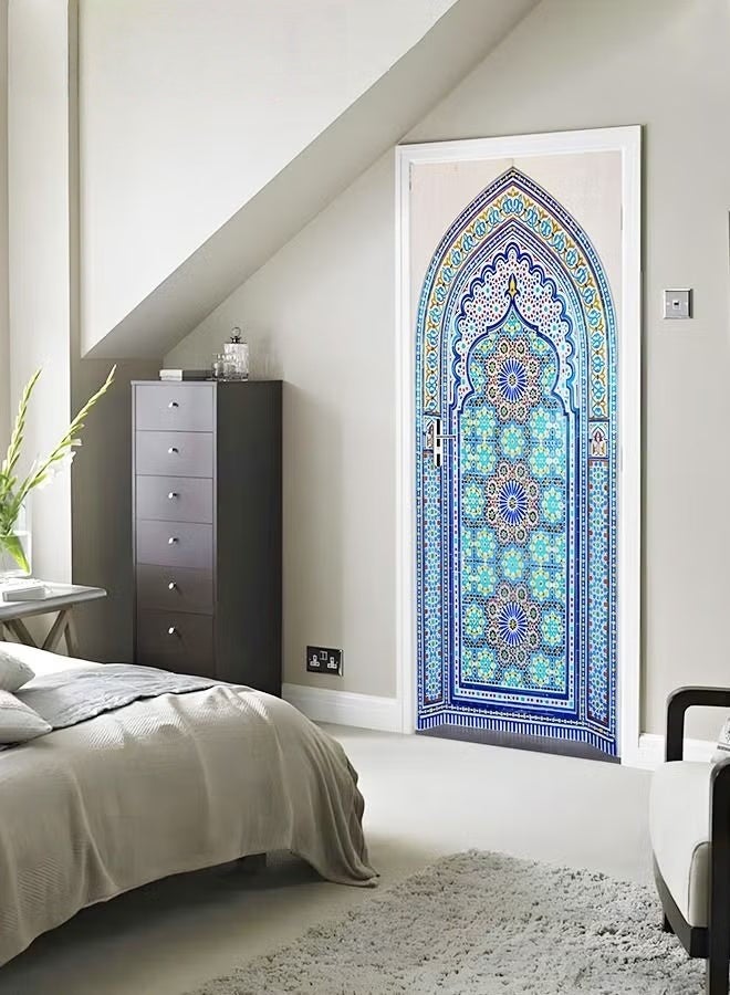 EETU 3D Door Mural Sticker,Self-Adhesive Removable Wall Mural Stickers,Waterproof Abstract Geometry Door Stickers For Interior Doors Home Office Decor,77x200cm - Image 4
