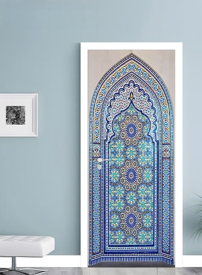 EETU 3D Door Mural Sticker,Self-Adhesive Removable Wall Mural Stickers,Waterproof Abstract Geometry Door Stickers For Interior Doors Home Office Decor,77x200cm - Image 1
