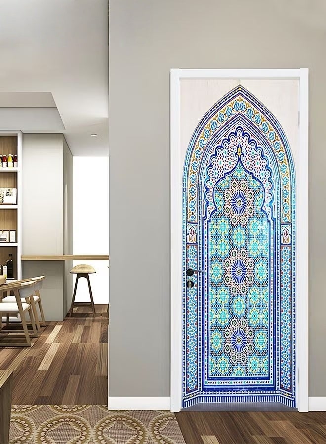 EETU 3D Door Mural Sticker,Self-Adhesive Removable Wall Mural Stickers,Waterproof Abstract Geometry Door Stickers For Interior Doors Home Office Decor,77x200cm - Image 2