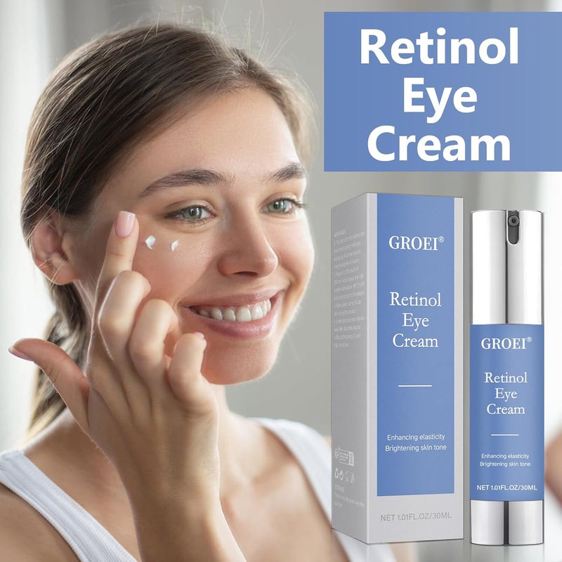 GROEI Retinol Eye Cream for Dark Circles Wrinkles Night Care Eye Cream with Collagen Hyaluronic Acid Effective in 34 Weeks to Fight Against Aging Reduce Puffiness and Bags All Skin Types - Image 2