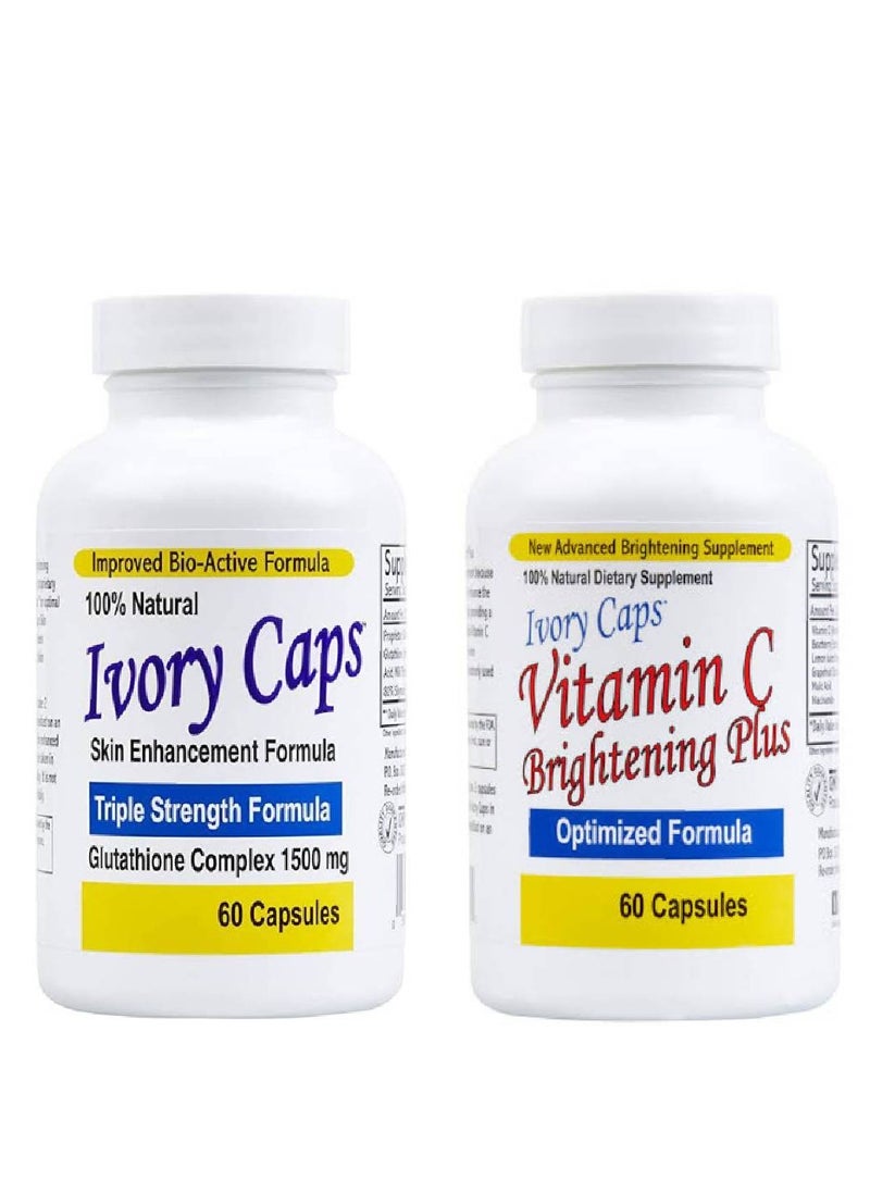 Ivory Caps - Ivory Caps Skin Enhancement Formula Glutathione Complex and Vitamin Brightening Plus Combo Set - Image 1