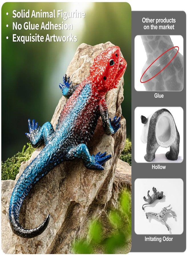 THINKBAY 6PCS Large Lizard Figurines Animal Toys, Realistic Plastic Reptile Animal Figures, Includes Bearded Dragon,Green Iguana,Frilled,Coast Horned,Plains Rock Figures, Educational Toy for Kids - Image 5