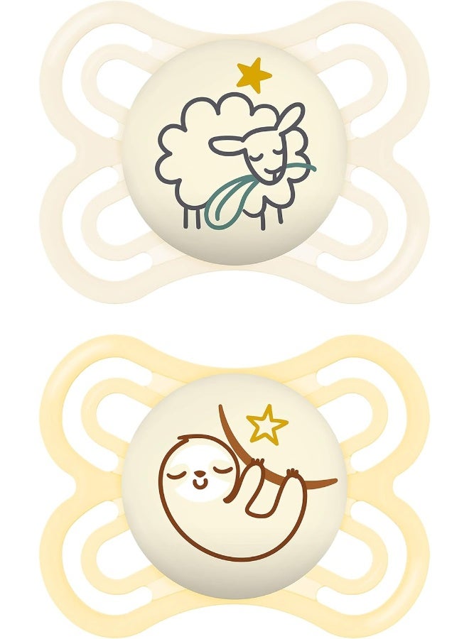 MAM Perfect Night Baby Pacifier, Patented, Glows in the Dark, 2 Pack, 0-6 Months, Unisex - Image 1