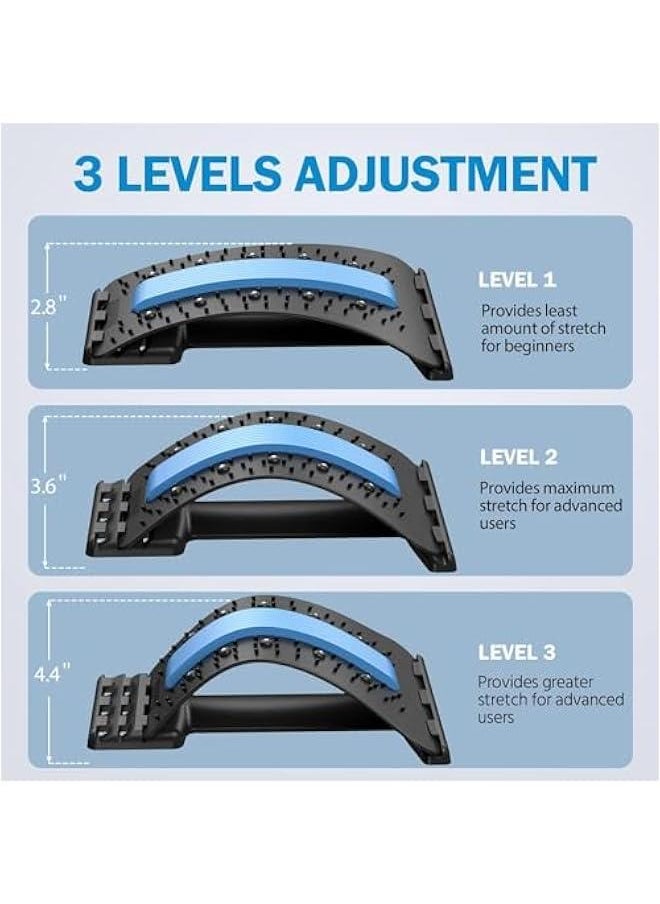 Back Stretcher for Low Back Pain Relief, Multi-Level Back Cracker with Magnet, Upper & Lower Back Pain Relief Device for Herniated Disc, Sciatica, Scoliosis