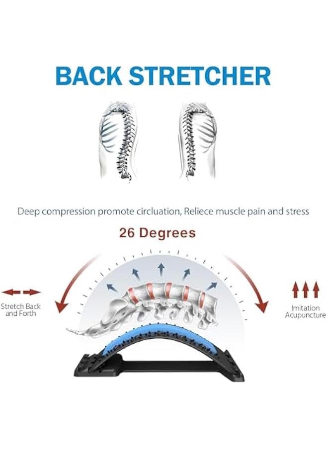 Back Stretcher for Low Back Pain Relief, Multi-Level Back Cracker with Magnet, Upper & Lower Back Pain Relief Device for Herniated Disc, Sciatica, Scoliosis