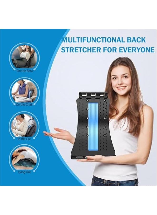 Back Stretcher for Low Back Pain Relief, Multi-Level Back Cracker with Magnet, Upper & Lower Back Pain Relief Device for Herniated Disc, Sciatica, Scoliosis