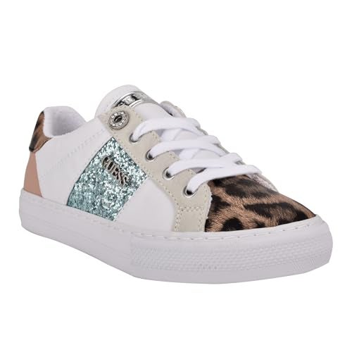 Guess Women's MANNEN Sneaker, White/Pink Leopard Multi 142, 9.5 - Image 4